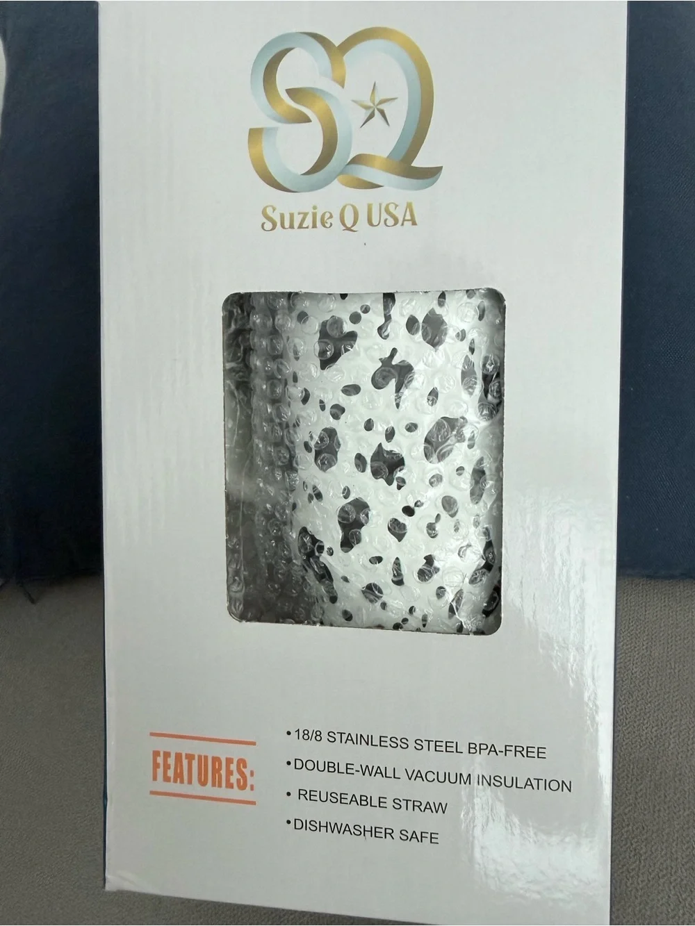 White & Black Spot Travel Mug with Handle